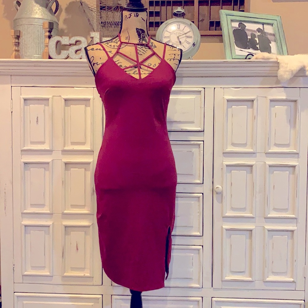Chocolate Brand Burgundy Body con Dress